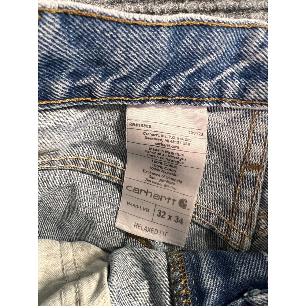 Vintage Carhartt Relaxed Fit Jeans Mens 32x34 Distressed Hem USA Workwear - Picture 11 of 16